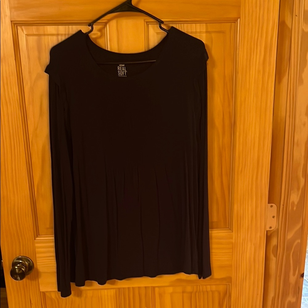 Aerie Navy Blue Pleated Long Sleeve Real Soft shirt